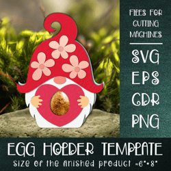gnome and heart egg holder template svg