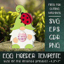Gnome and Ladybug | Easter Egg Holder Template SVG