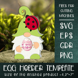 gnome and ladybug | easter egg holder template svg