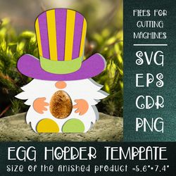 Gnome Mardi Gras-Egg Holder Template SVG