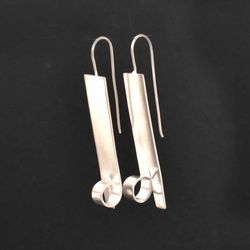 Modern Contemporary Drop Dangle Earrings For Women, 925 Sterling Silver Handmade Bold Chunky Jewelry, Gift For Her