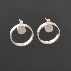 Open Circle Hoop Silver Chunky Earrings For Women, 925 Sterling Silver Handmade Antique & Unique Jewelry, Gift For Her