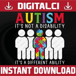 Autism SVG | | Not A Disability Different Ability | Cricut Cutting File Printable Clipart Vector Digital Dxf Png Eps Ai