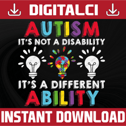 Autism SVG | Lights | Not A Disability Different Ability | Cricut Cutting File Printable Clipart Vector Digital Dxf Png