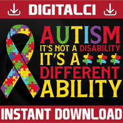 autism svg | ribbon | not a disability different ability | cricut cutting file printable clipart vector digital dxf png