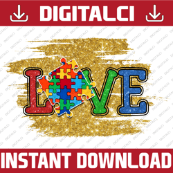 Autism Love PNG, Autism, Autism Sublimation Design,  Autism Digital Download,  Autism Awareness,  Puzzle Piece Art,  Sti