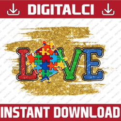 autism love png, autism, autism sublimation design,  autism digital download,  autism awareness,  puzzle piece art,  sti