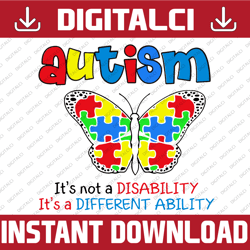 black autism it's not a disability, it's a different ability svg, butterfly cricut file