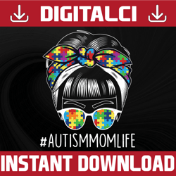 autismmomlife messy bun png image, svg, sublimation png, cut file, digital download
