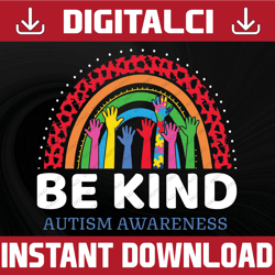 Autism Awareness Rainbow Digital Download, PNG, Digital Download