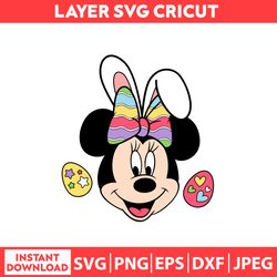 Happy Easter Minnie Mouse Svg, Free Svg, Daily Freebies Svg, Disney Svg, Dxf, Png, Jpeg, Pdf Digital file