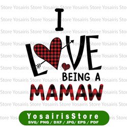 I Love Being A Mamaw Gnome Heart Buffalo Plaid Png, Gnome Png, Gnome Mamaw Png - INSTANT DOWNLOAD - Png Printable
