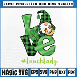 irish love lunch lady gnome funny st patrick's day shamrock png, st patricks day, digital download