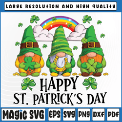 happy st patrick's day three gnomes lucky shamrock png, st. patrick's day gnome, st patricks day, digital download