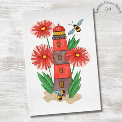 Fairyland lighthouse cross stitch pattern