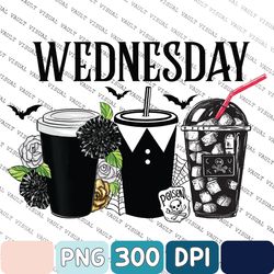 Wednesday Addams Coffee Png, New 2022 TV Series Png, Horror Movies Png, Trending TV Show, Wednesday The Best Day Of Week