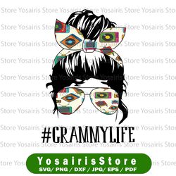 funny grammylife png | grammylife skull with glasses messy bun png sassy mom png png clipart funny mom instant download