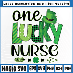 one lucky nurse happy st patricks day cute green shamrock png, st patricks day, digital download
