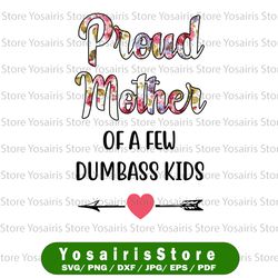 mom png, proud mother of a few dumbass kids png, dumbass kids png mother's day png printable, sublimation digital