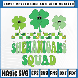 shenanigans squad st patricks day cute shamrock groovy retro svg, st patricks day, digital download