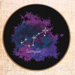 Scorpio Cross stitch pattern Modern cross stitch Constellation Zodiac cross stitch PDF