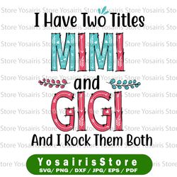 i have two titles mimi and gigi and i rock them both svg, mom svg, mother/ s day svg, cricut, cut file, vector