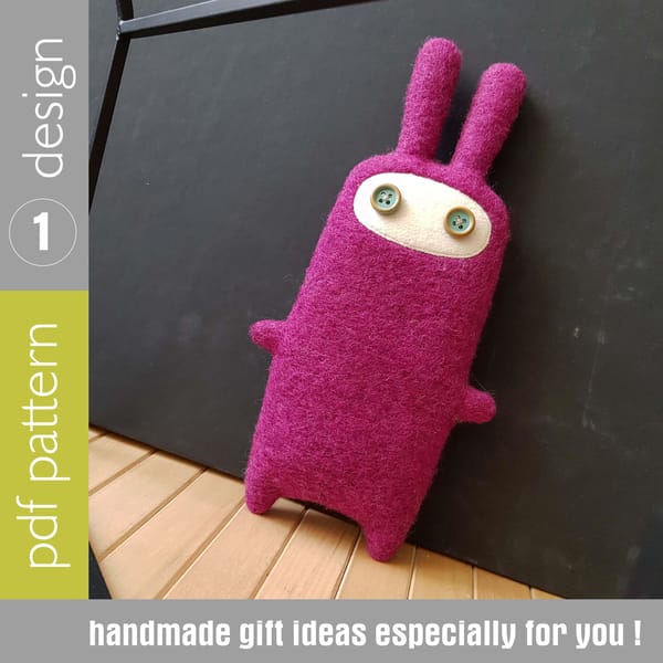 Big pink rabbit sewing pattern PDF rag doll tutorial in Engl - Inspire ...