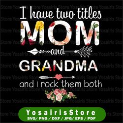 i have two titles mom and grandma png, funny grandma png,cute gifts for mum grandma, 2021 mothers day gift