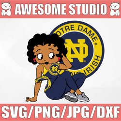 betty boop with notre dame irish png file, ncaa png, sublimation ready, png files for sublimation,printing dtg printing