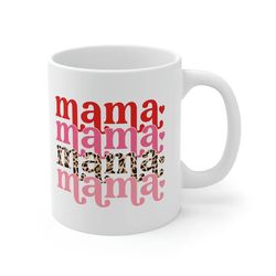 mama coffee mug, mother's day gift, birthday gift for mom, retro mama mug, mama valentine's day mug, pink red leopard
