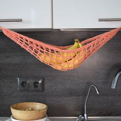 Fruit, vegetable hammock. Rv storage. Wall hanging basket. Customizable size.  Personalized fruit hammock