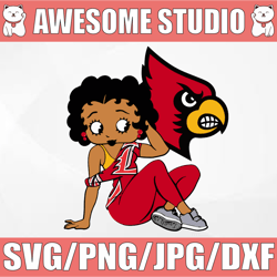 Betty Boop With Louisville Cardinals PNG File, NCAA png, Sublimation ready, png files for sublimation,printing DTG print