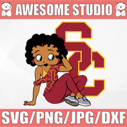 Betty Boop With USC Trojans Football PNG File, NCAA png, Sublimation ready, png files for sublimation,printing DTG print