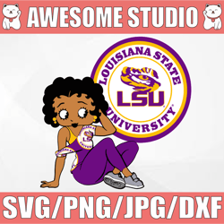 Betty Boop With LSU Tigers football PNG File, NCAA png, Sublimation ready, png files for sublimation,printing DTG printi