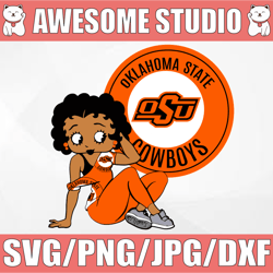 betty boop with oklahoma state png file, ncaa png, sublimation ready, png files for sublimation,printing dtg printing -