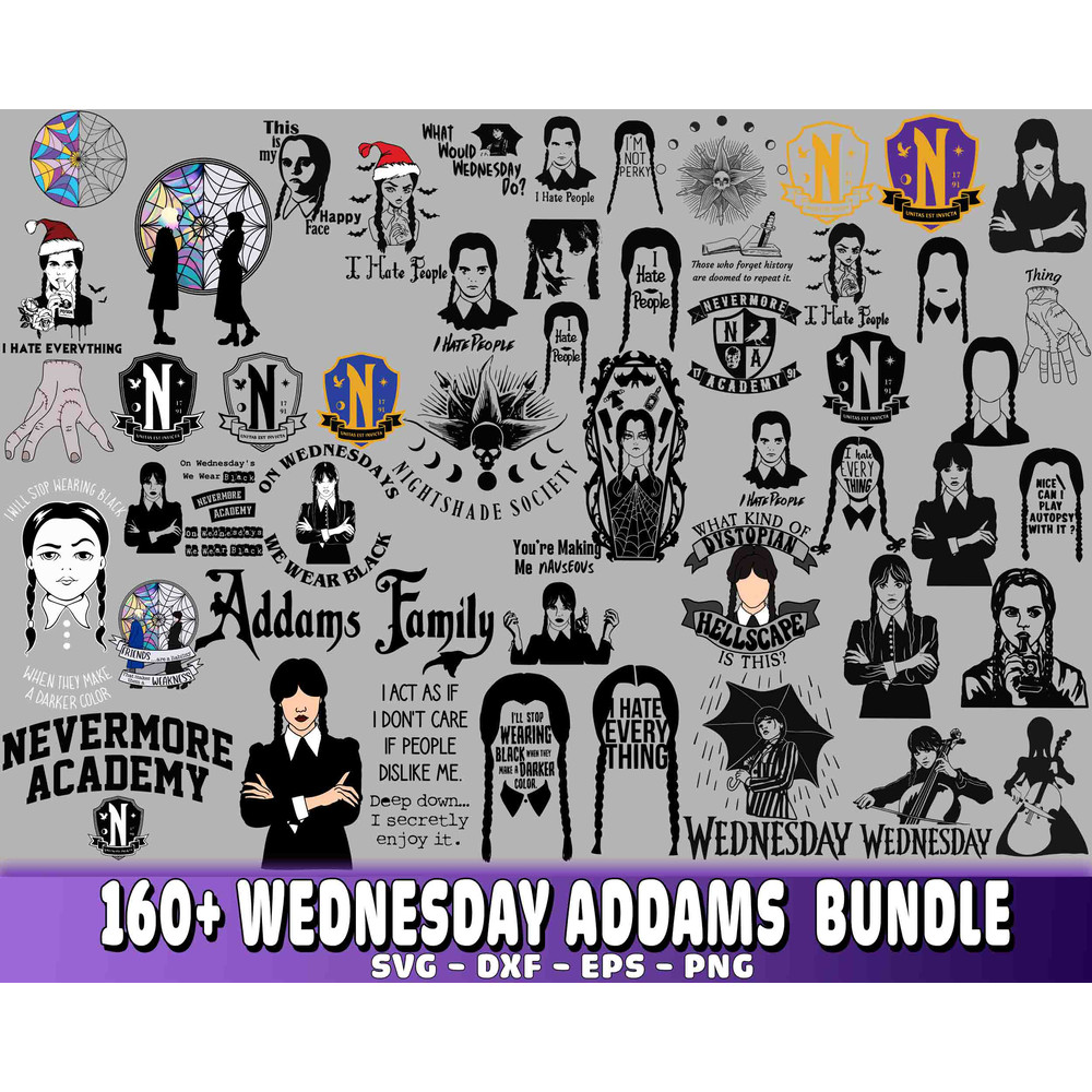 160+ Wednesday Addams  bundle SVG kingbundle svg.jpg