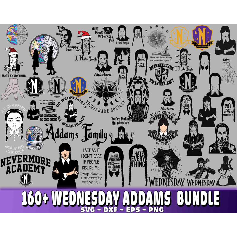 160+ Wednesday Addams  bundle SVG kingbundle svg.jpg