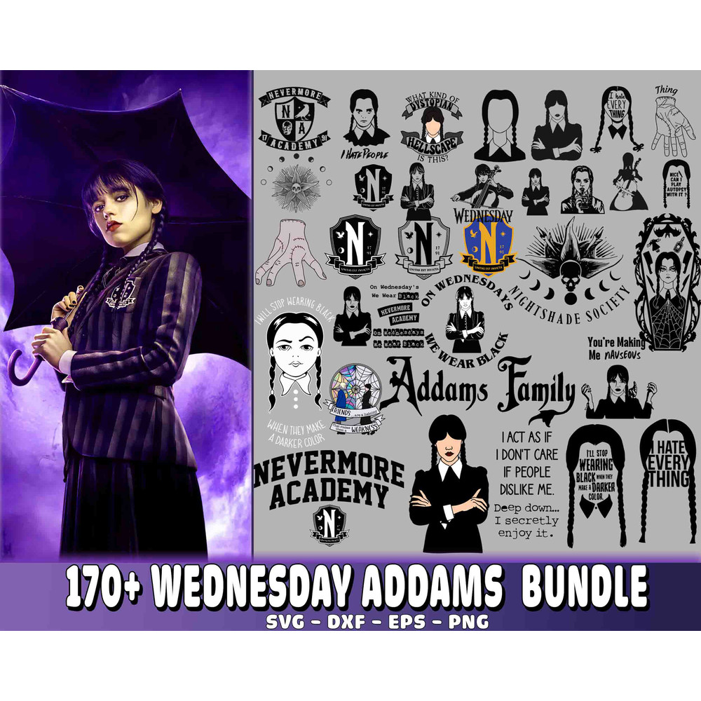 170+ Wednesday Addams  bundle SVG  kingbundlesvg.jpg