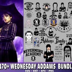 170 file wednesday addams bundle svg, wednesday addams svg eps png, for cricut, digital, file cut, instant download