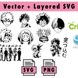 boku no hero anime svg, cartoon svg, anime cricut svg, anime silhouette svg, anime svg, png, digital file, my hero