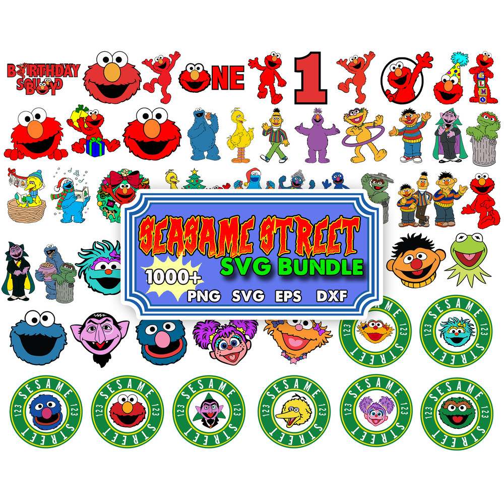 1000 Sesame street svg, Layered SvG, Cricut, Cut files, Digital Vector File, Cut File For Cricut, eps, png, dxf, pdf.jpg