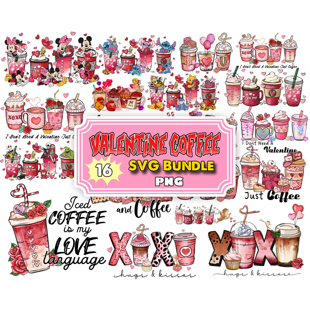 16 Valentine Coffee Png Bundle,Valentine Coffee Png, Valentine Drinks Png, XOXO png, Coffee Lover,Valentine Digital Download.jpg