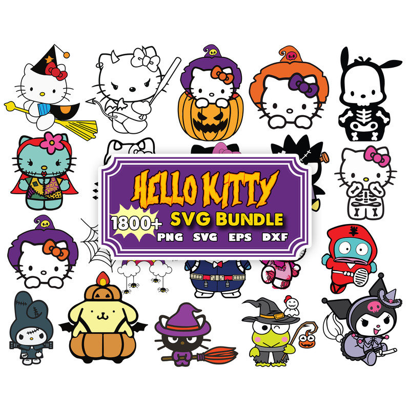 1800 Hello kitty bundle, Animal Svg, Cat Svg, Dxf Eps Png.jpg