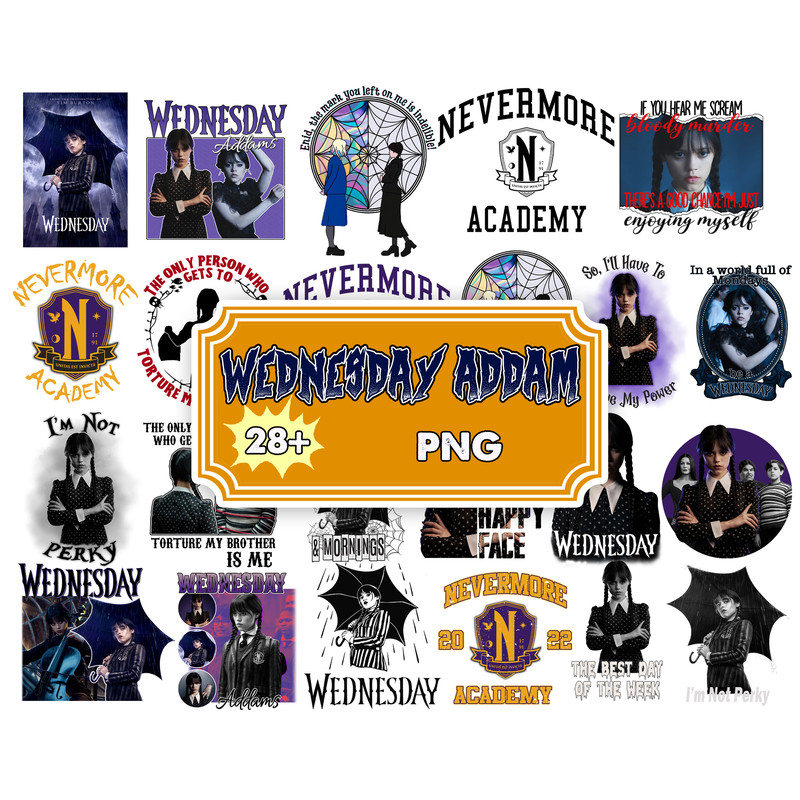 25 Wednesday PNG, wednesday Clipart, Instant Download, wednesday png Instant Download, addams family, bundle.jpg