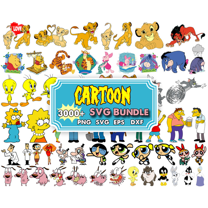 3160 Bundle Cartoon SVG, Cartoon Vector, Cartoon Cut file, Cartoon Clipart, Cartoon Bundle, Cartoon Silhouette, Cartoon PNG.jpg