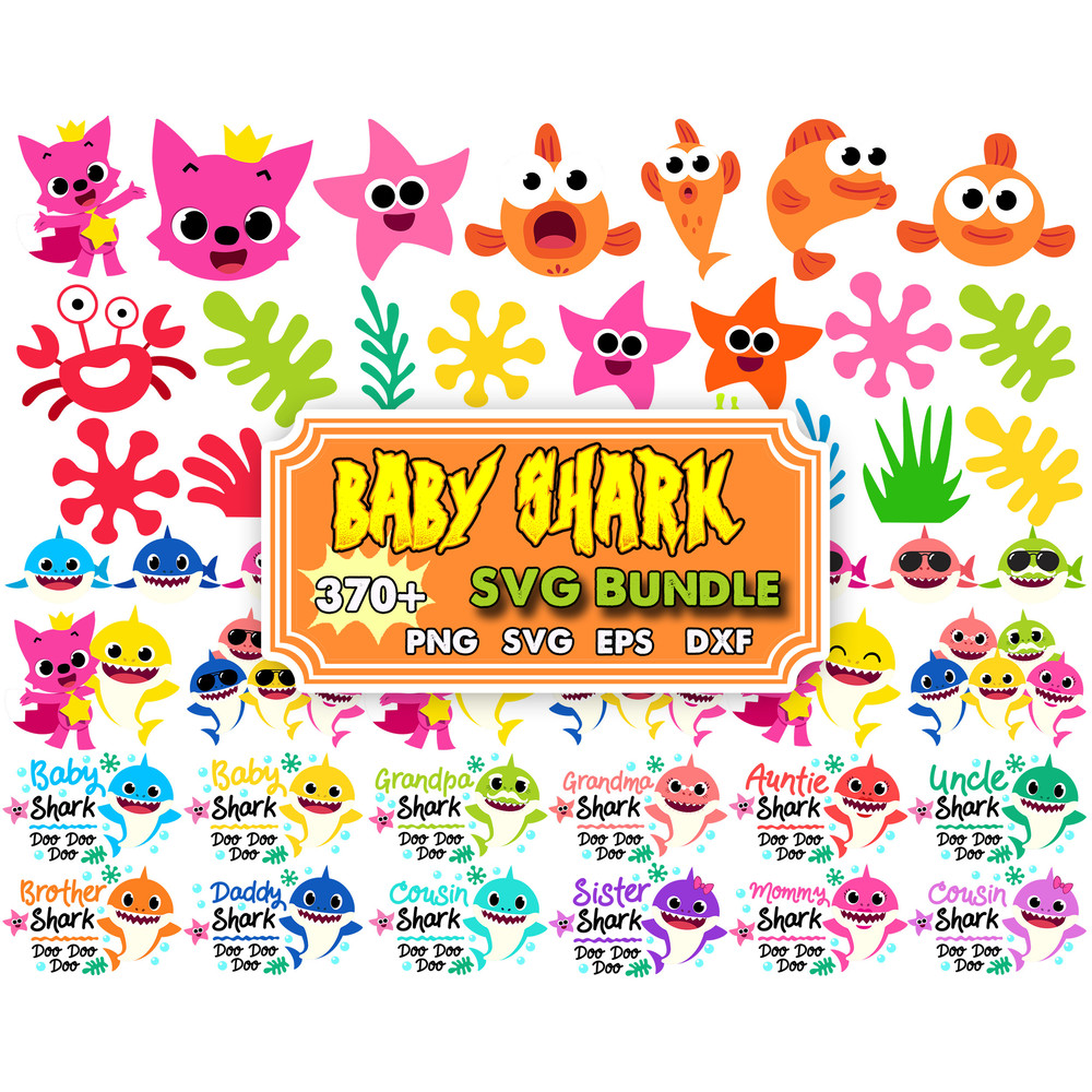 370 Bundle Baby Shark SVG, Baby Shark Clipart, Font, Baby Shark Birthday Decor, Baby Shark Birthday Shirts.jpg