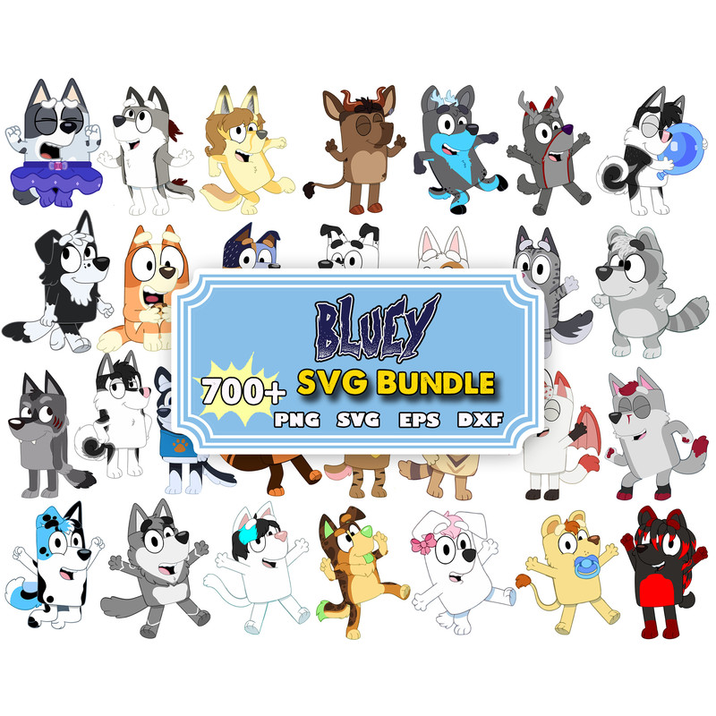 750 Bluey Bundle Svg, cricut svg files,svg bundle layered files,digital download ,svg for cricut,svg,png.jpg