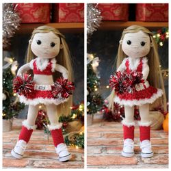 Cheerleader girl crochet pattern amigurumi doll Eng PDF