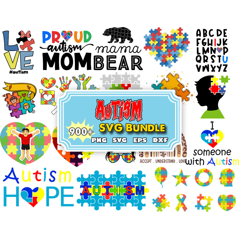 Autism SVG Bundle, Autism Svg, Autism Awareness Svg, Autism Love Svg, Autism Mom Svg, Cut Files, Cricut, Silhouette, PNG.jpg