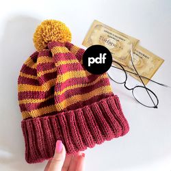 Griffindor hat knitting pattern pdf